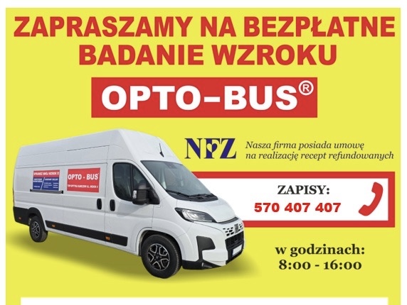 OPTO-BUS Bezpłatne badanie wzroku - 29 września 2026 r. w godz. 14.00-15.00